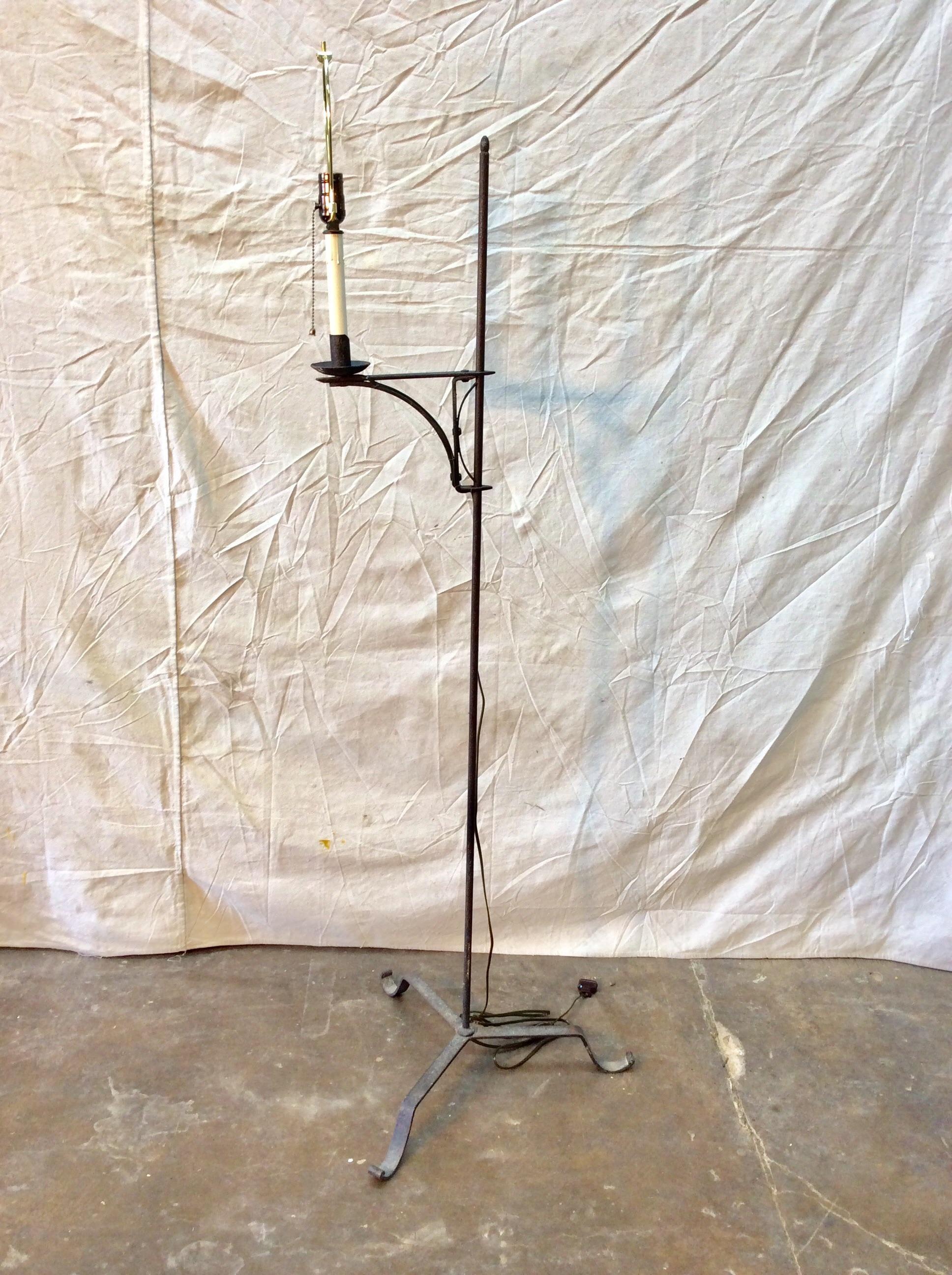 Early 20th Century French Iron Adjustable Bridge Floor Lamp 2