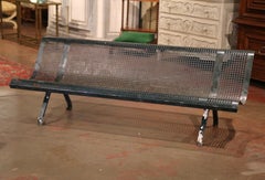 Early 20th Century French Iron and Metal Garden Bench with Curved Back and Seat