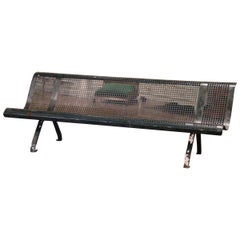 Early 20th Century French Iron and Metal Garden Bench with Curved Back and Seat