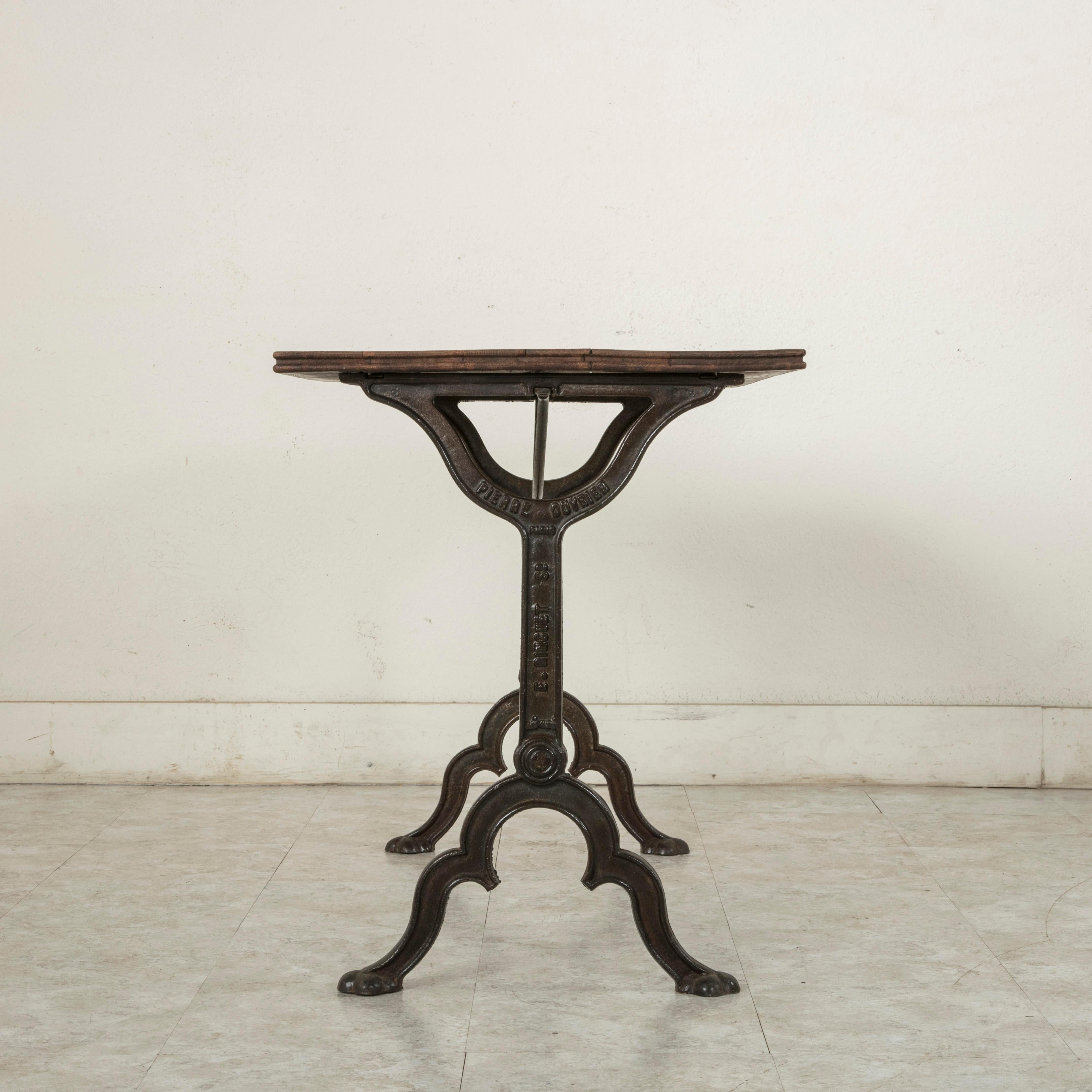 Early 20th Century French Iron and Oak Bistro Table or Cafe Table In Good Condition In Fayetteville, AR