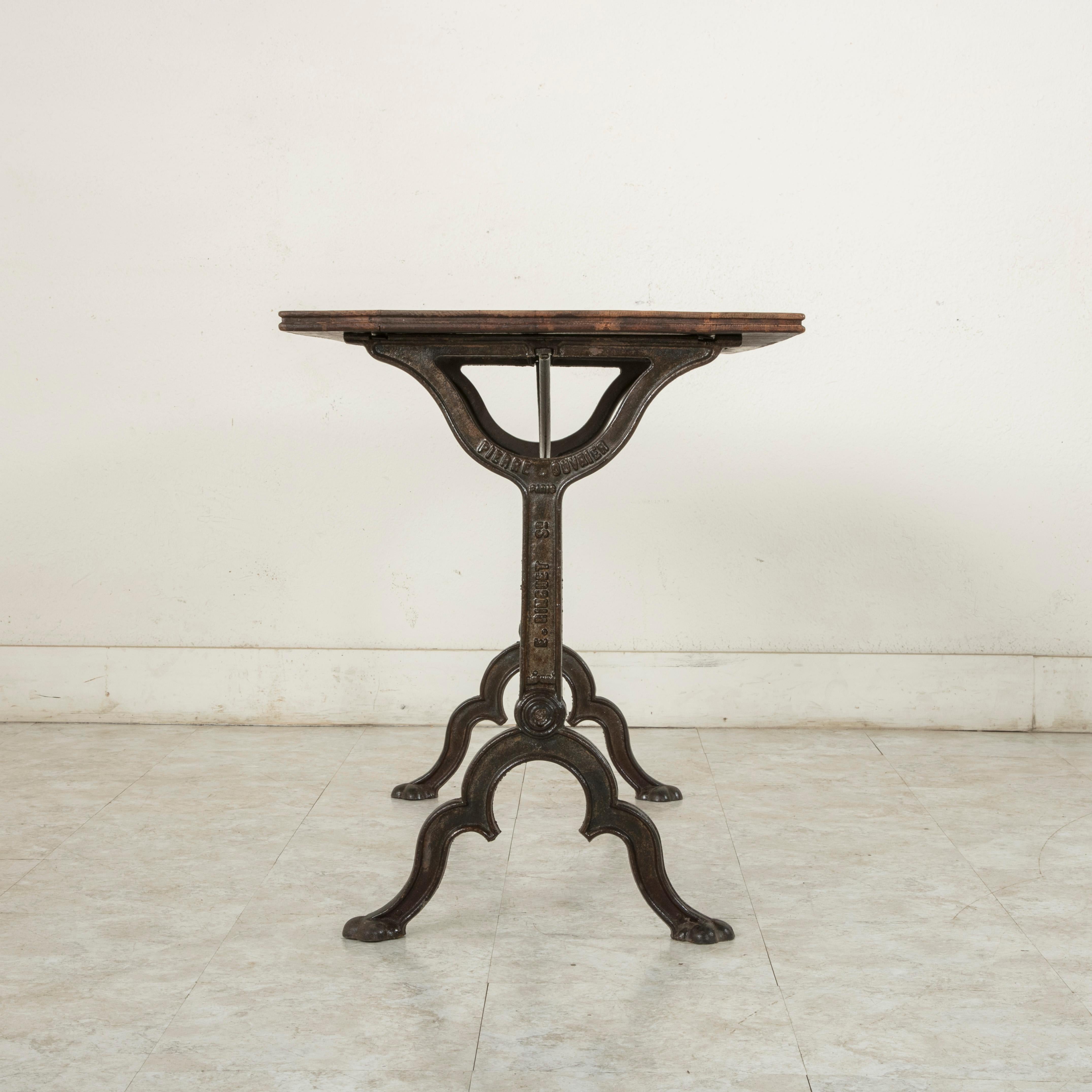 Early 20th Century French Iron and Oak Bistro Table or Cafe Table 2