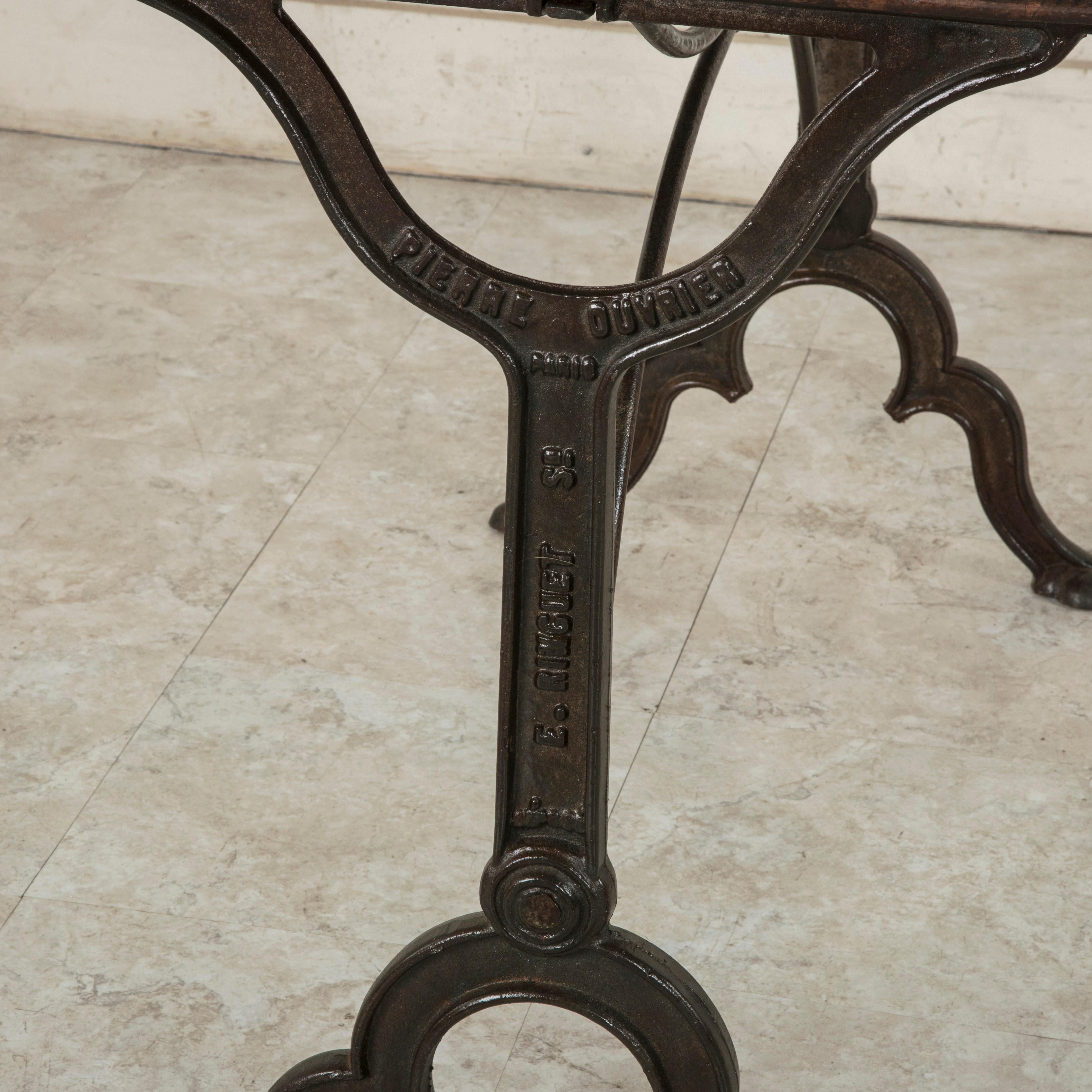 Early 20th Century French Iron and Oak Bistro Table or Cafe Table 4