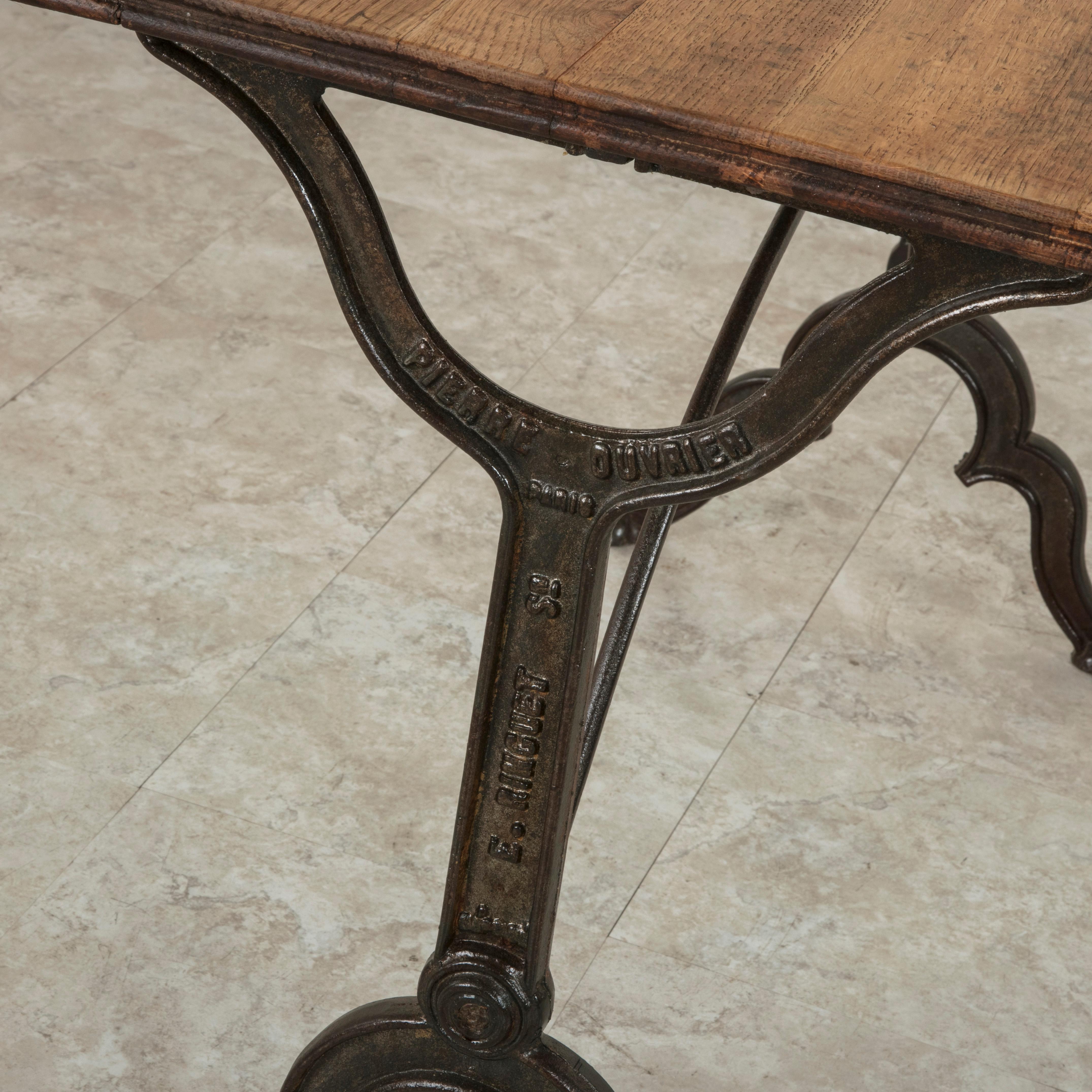 Early 20th Century French Iron and Oak Bistro Table or Cafe Table 5