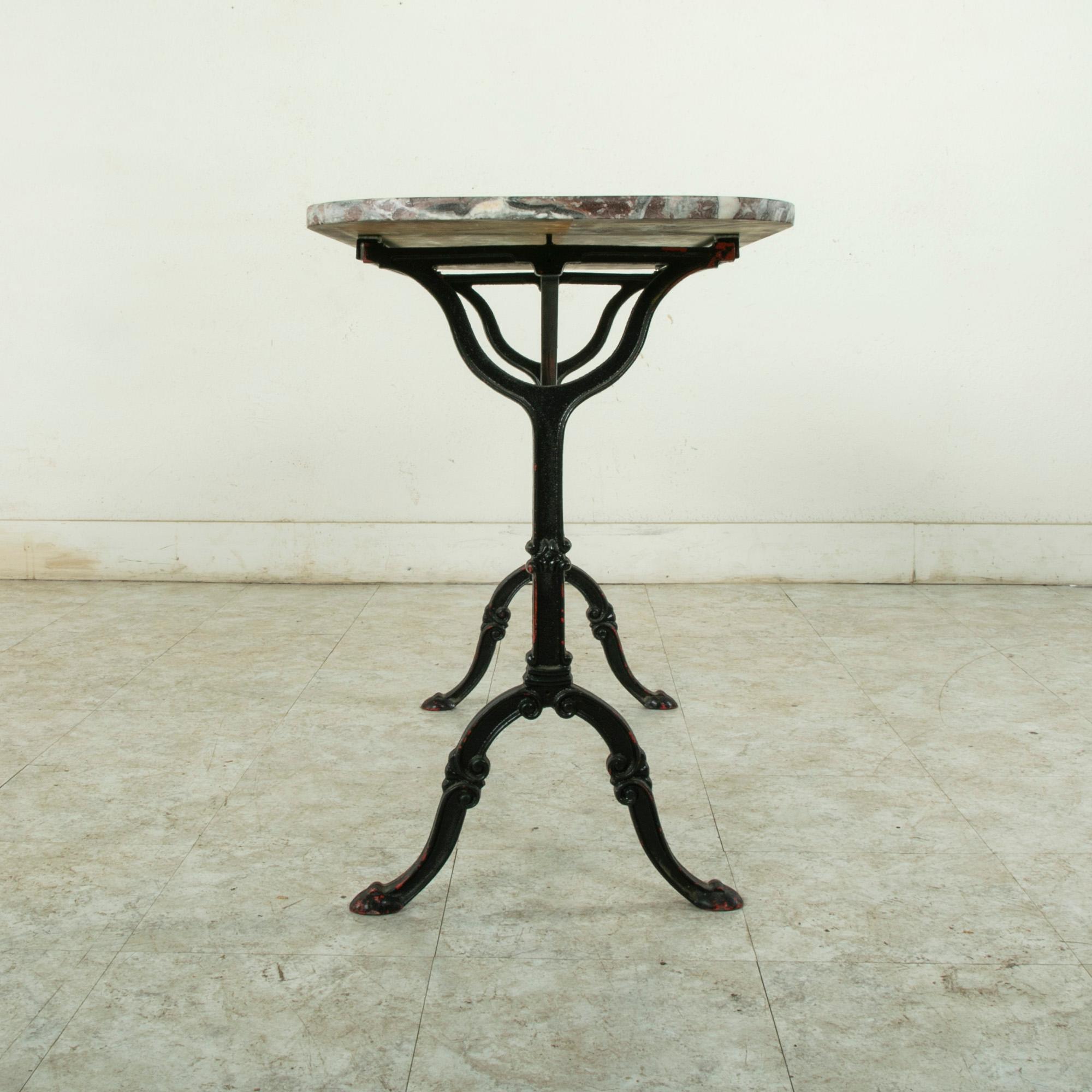 Early 20th Century French Iron Bistro Table or Outdoor Garden Table with Marble 3