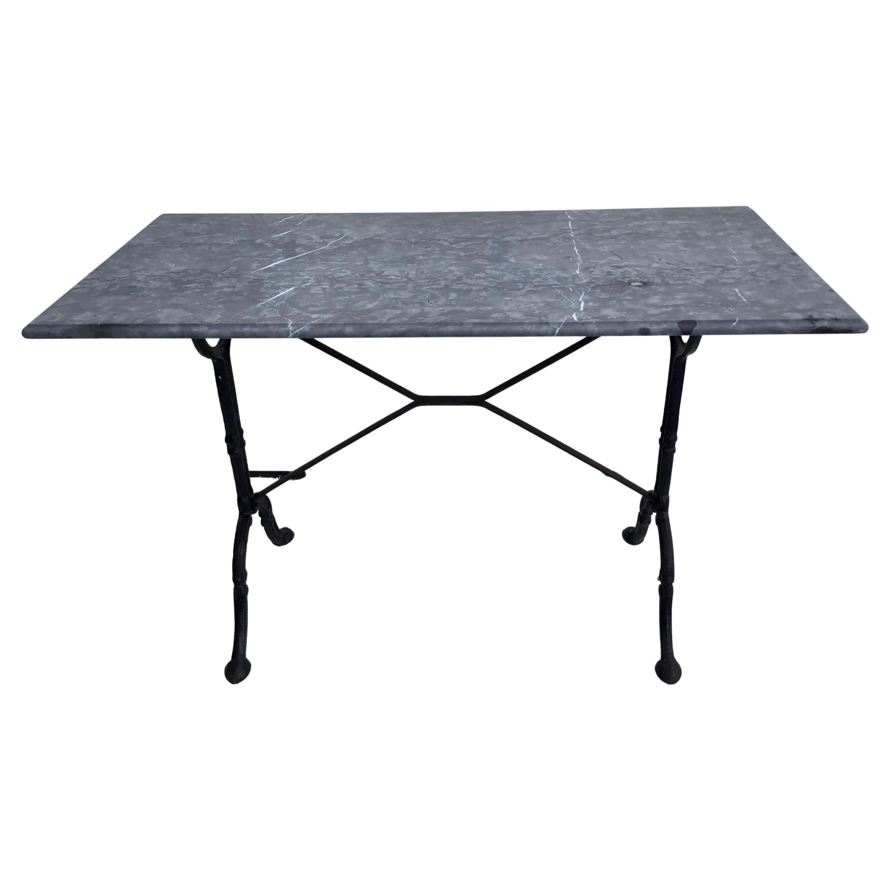 French Wrought Iron and Marble Bistro Table at 1stDibs