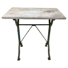 Antique Early 20th Century French Iron Bistro Table or Outdoor Garden Table with Marble
