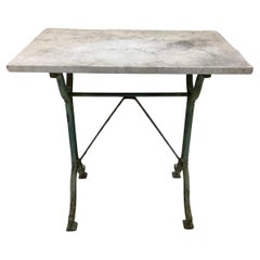 Early 20th Century French Iron Bistro Table or Outdoor Garden Table with Marble