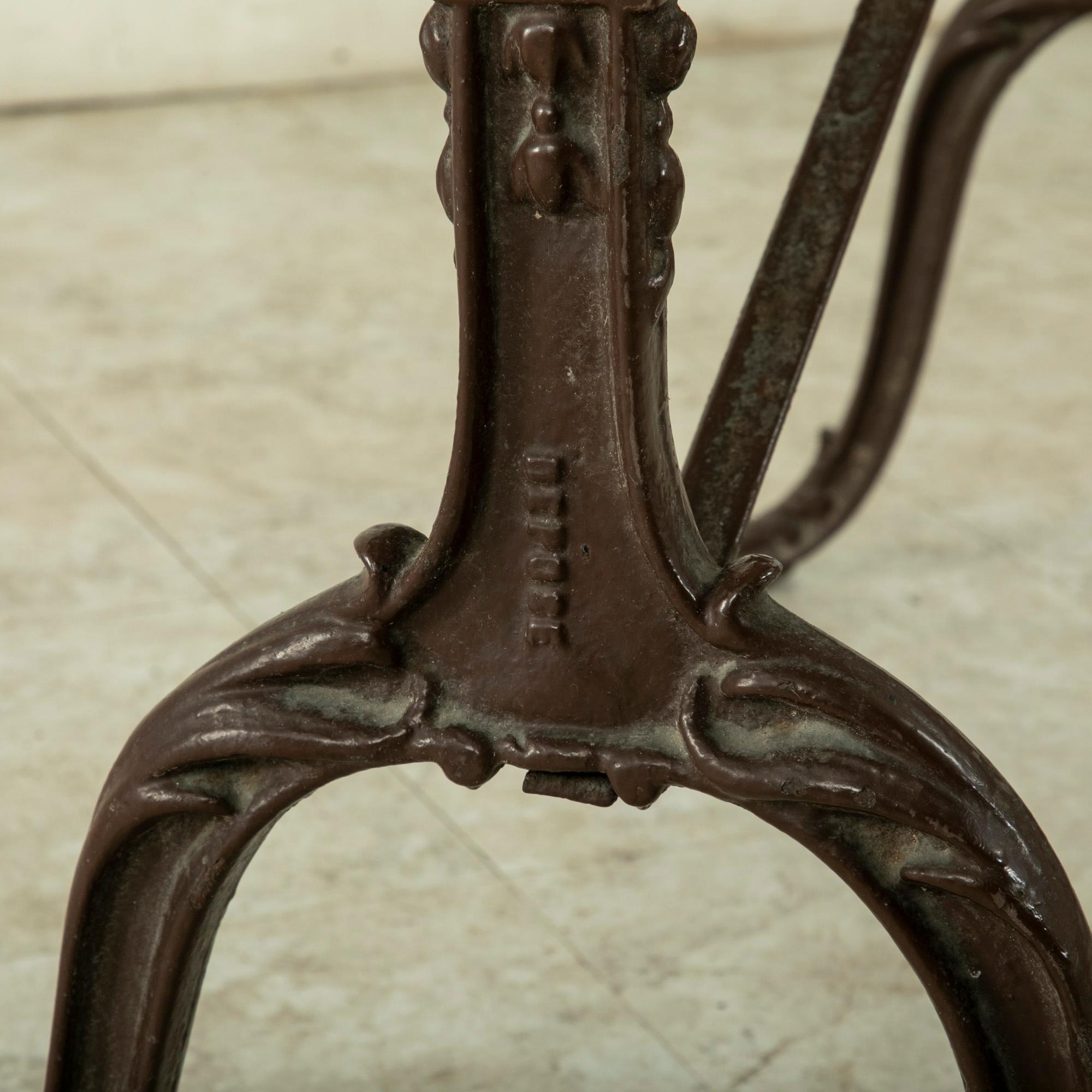 Early 20th Century French Iron Bistro Table with Grey Marble Top 9