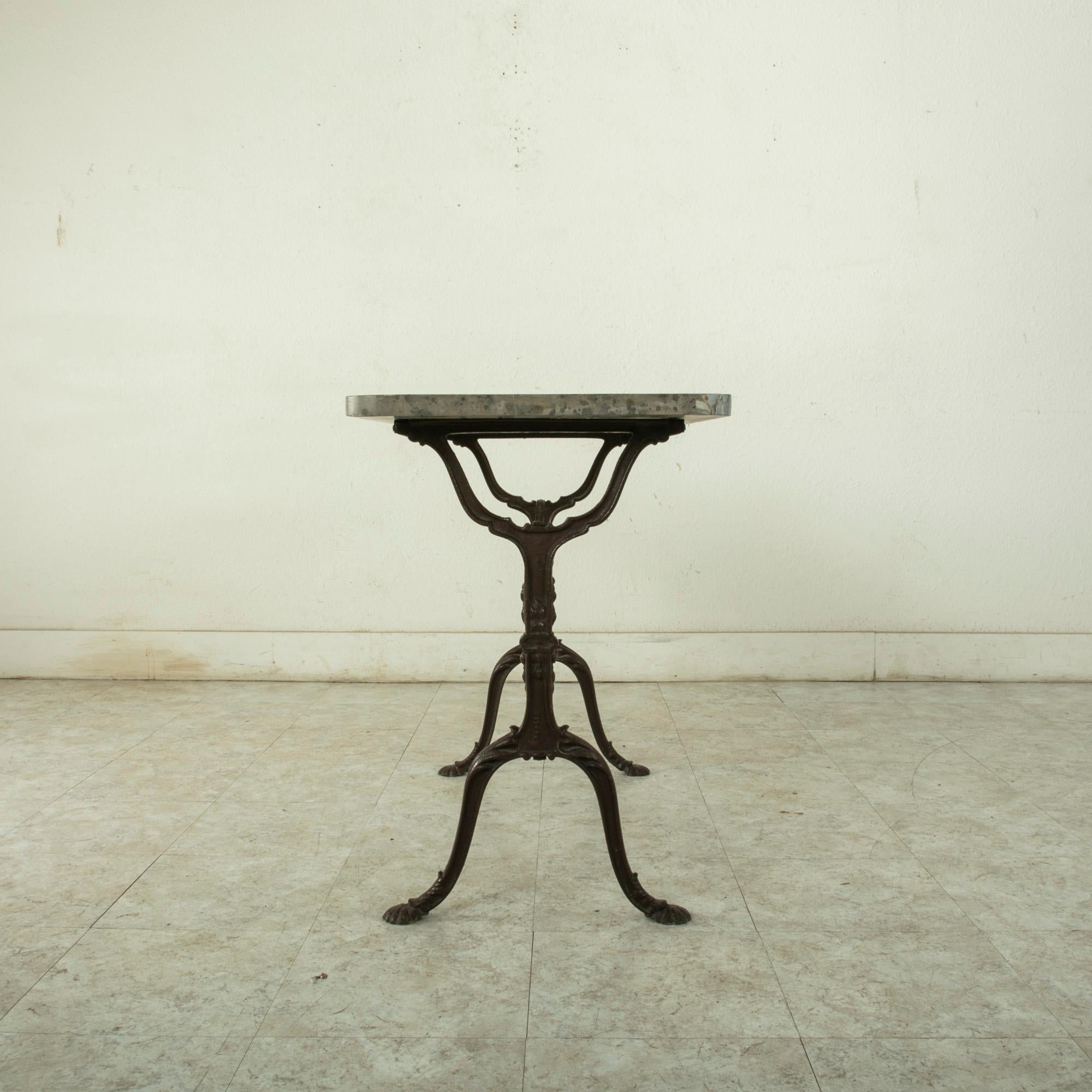 Early 20th Century French Iron Bistro Table with Grey Marble Top 1