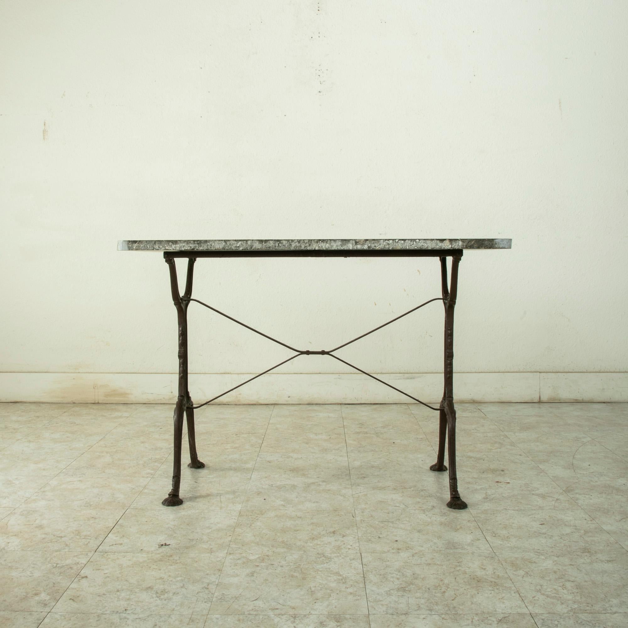 Early 20th Century French Iron Bistro Table with Grey Marble Top 2
