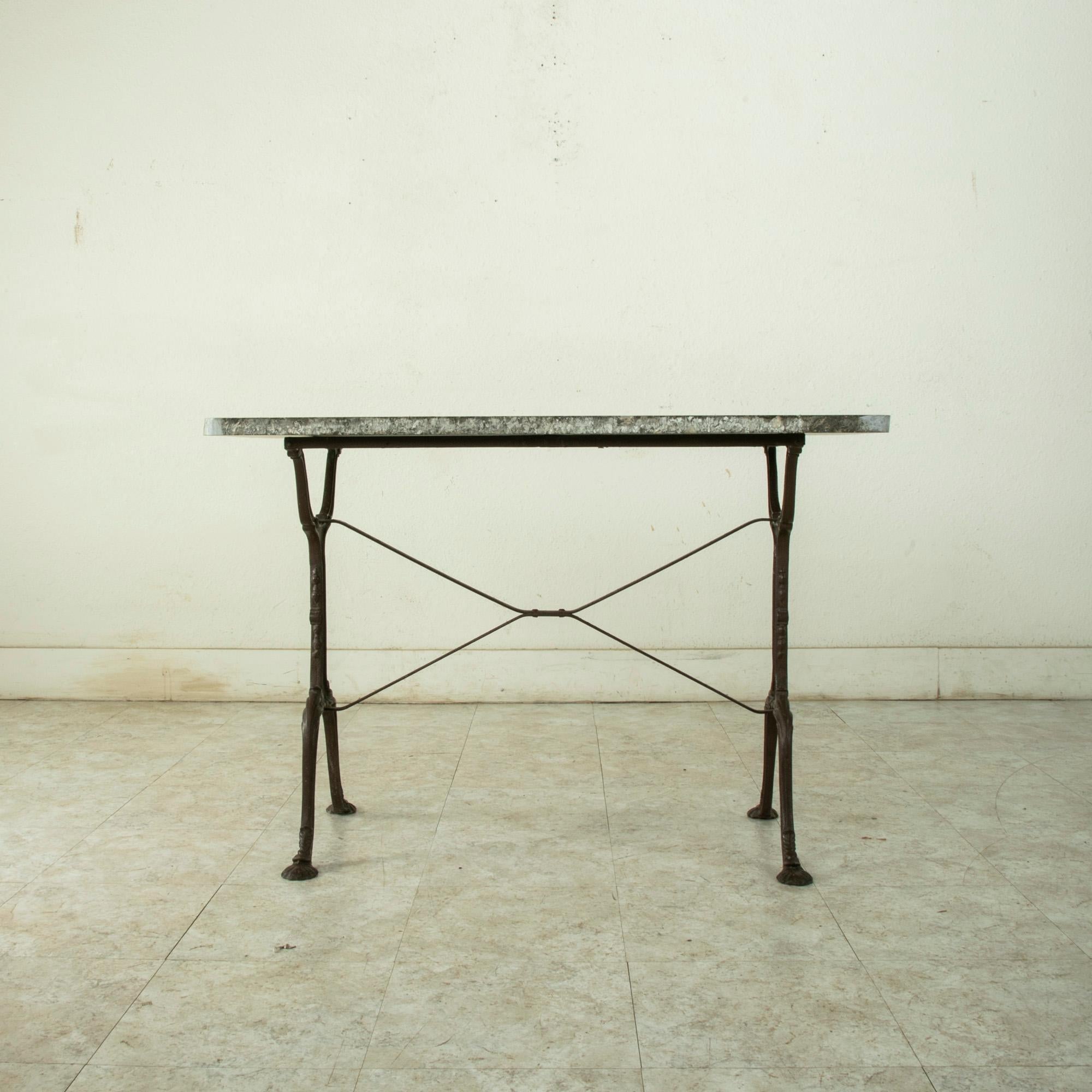 Early 20th Century French Iron Bistro Table with Grey Marble Top 2