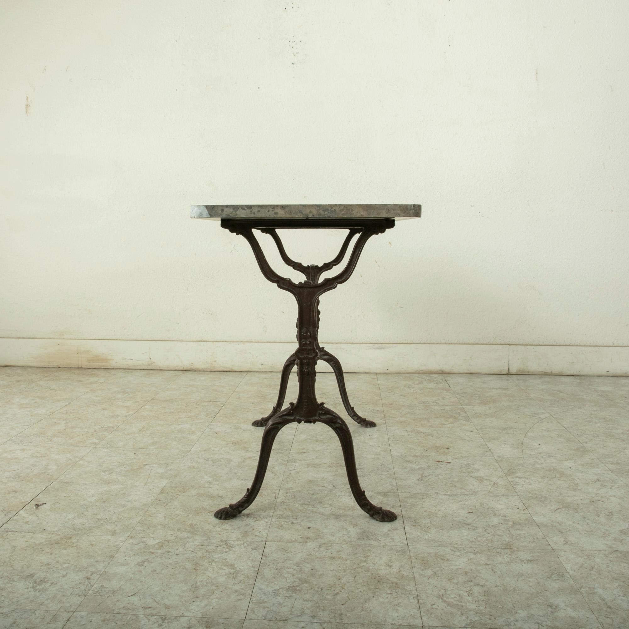 Early 20th Century French Iron Bistro Table with Grey Marble Top 3