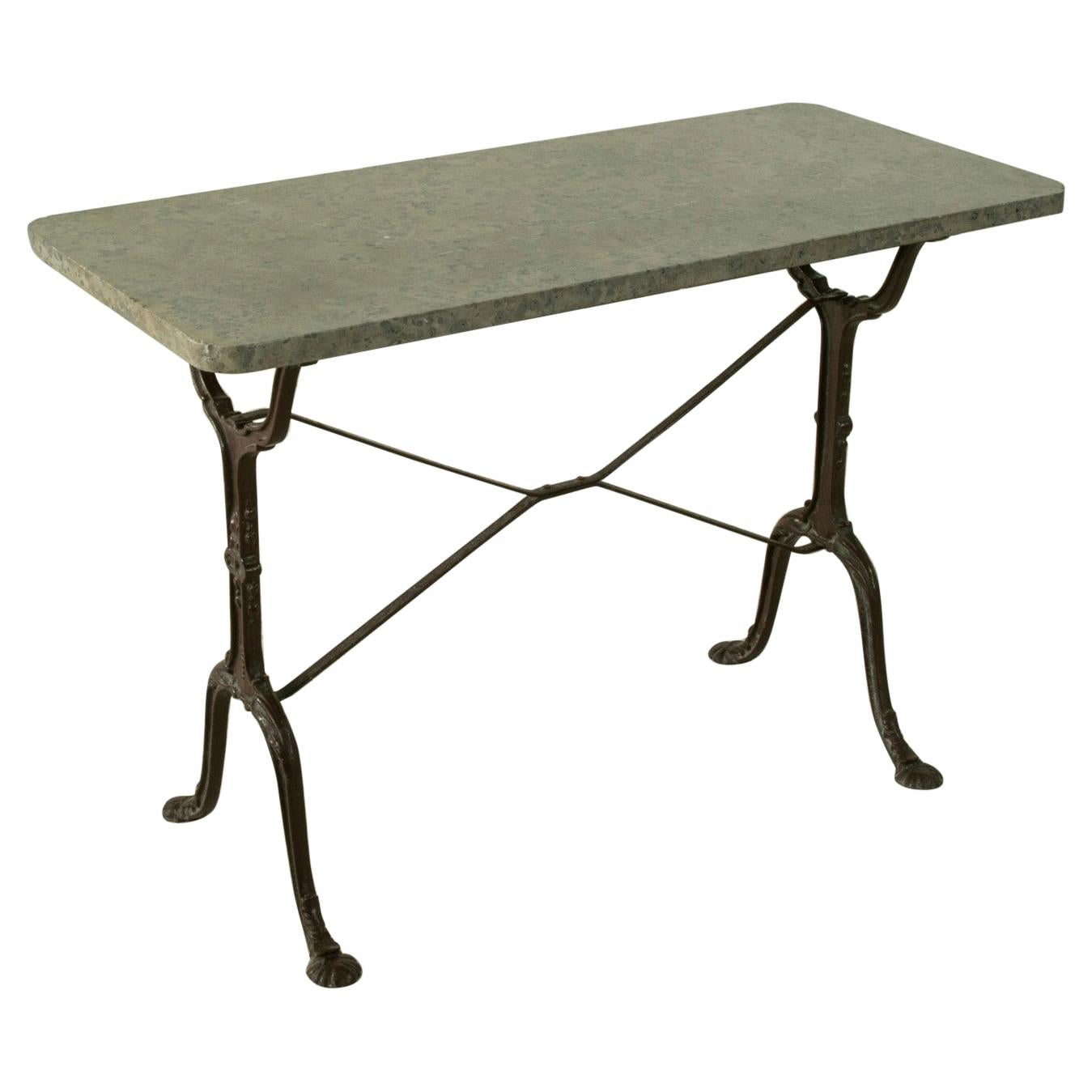 Early 20th Century French Iron Bistro Table with Grey Marble Top