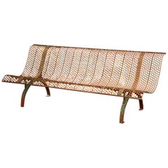Early 20th Century French Iron Garden Bench with Curved Back and Seat