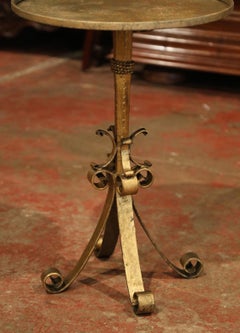 Early 20th Century French Iron Gilt Painted Martini Pedestal Round Table