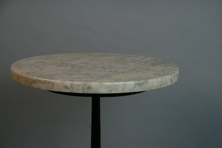 Bistro Table  20th Century French Iron Martini Pedestal Table with Marble Top For Sale 4