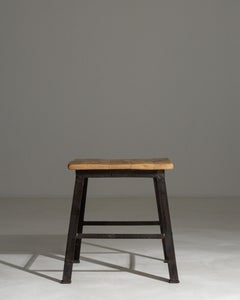 Early 20th Century French Iron Side Table With Wooden Top