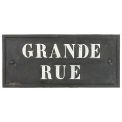 Antique Early 20th Century French Iron Street Sign Grande Rue