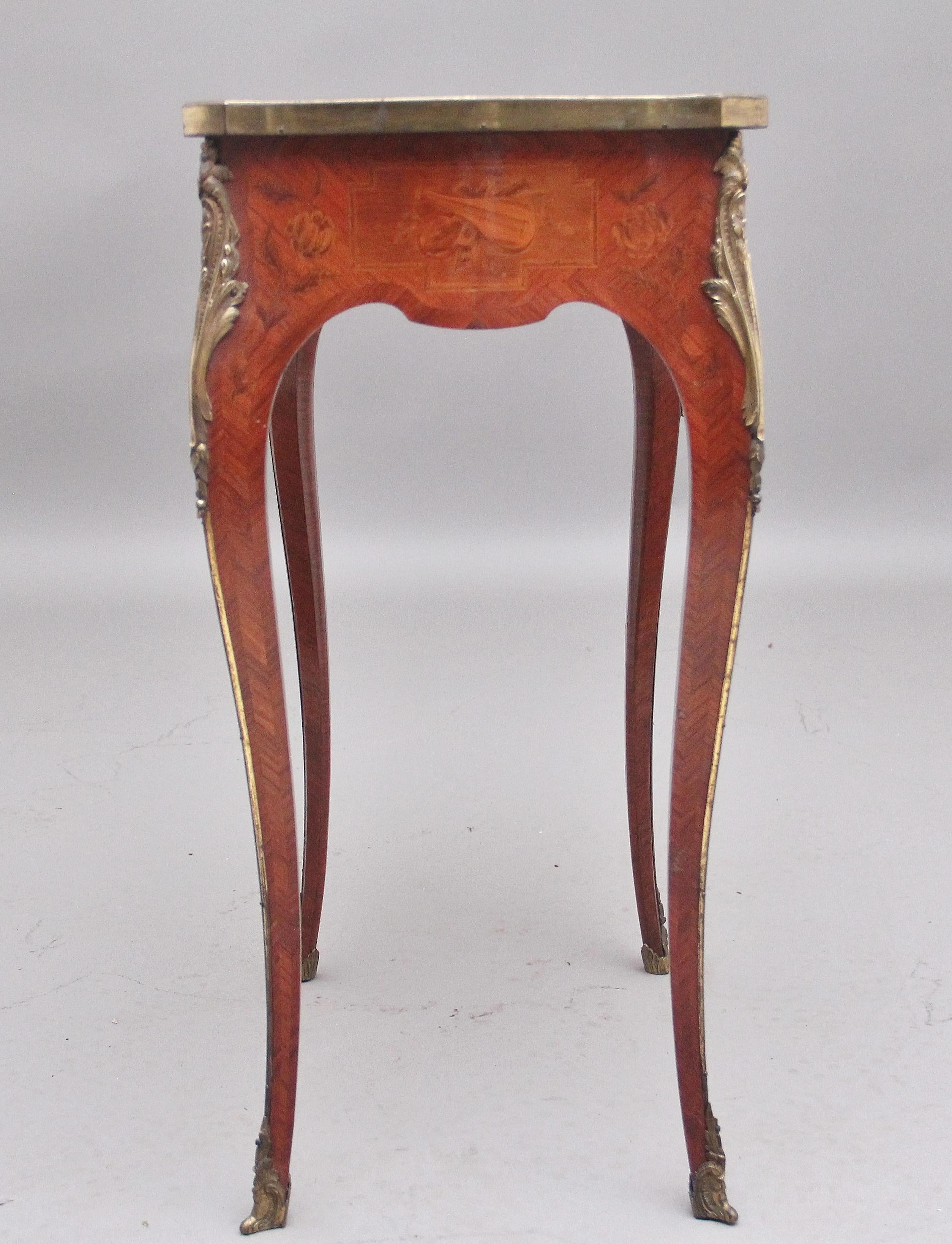 Early 20th Century French Kingwood and Marquetry Side Table For Sale 7