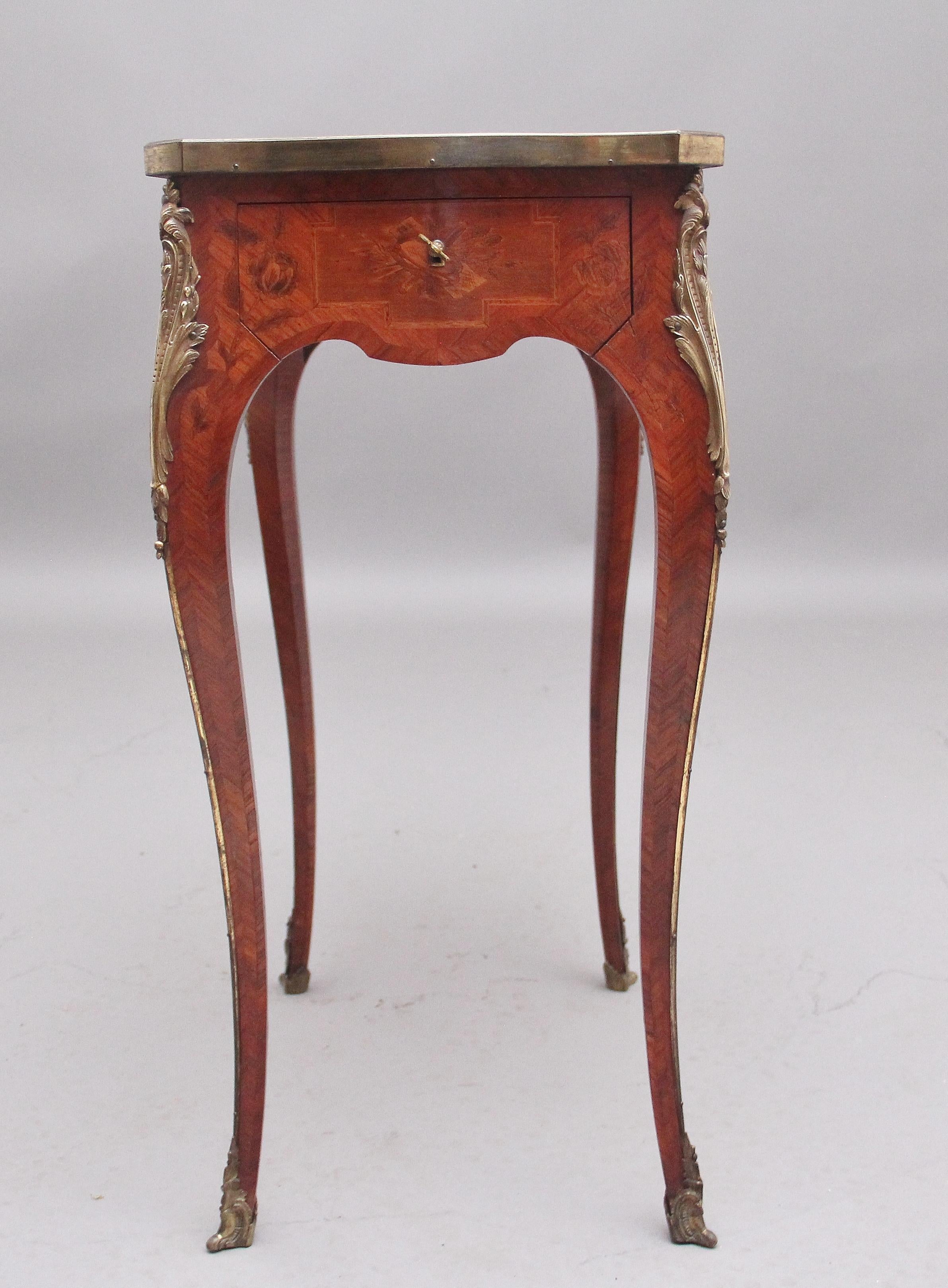 Early 20th Century French Kingwood and Marquetry Side Table For Sale 9