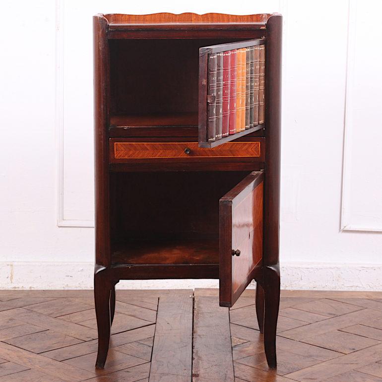 Mahogany Early 20th Century French Kingwood Stand Nightstand with Faux Books