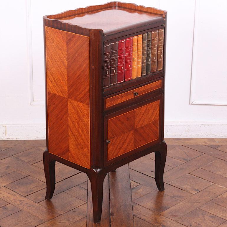 Early 20th Century French Kingwood Stand Nightstand with Faux Books 1