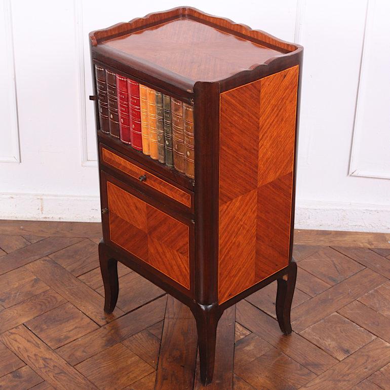 Early 20th Century French Kingwood Stand Nightstand with Faux Books 4