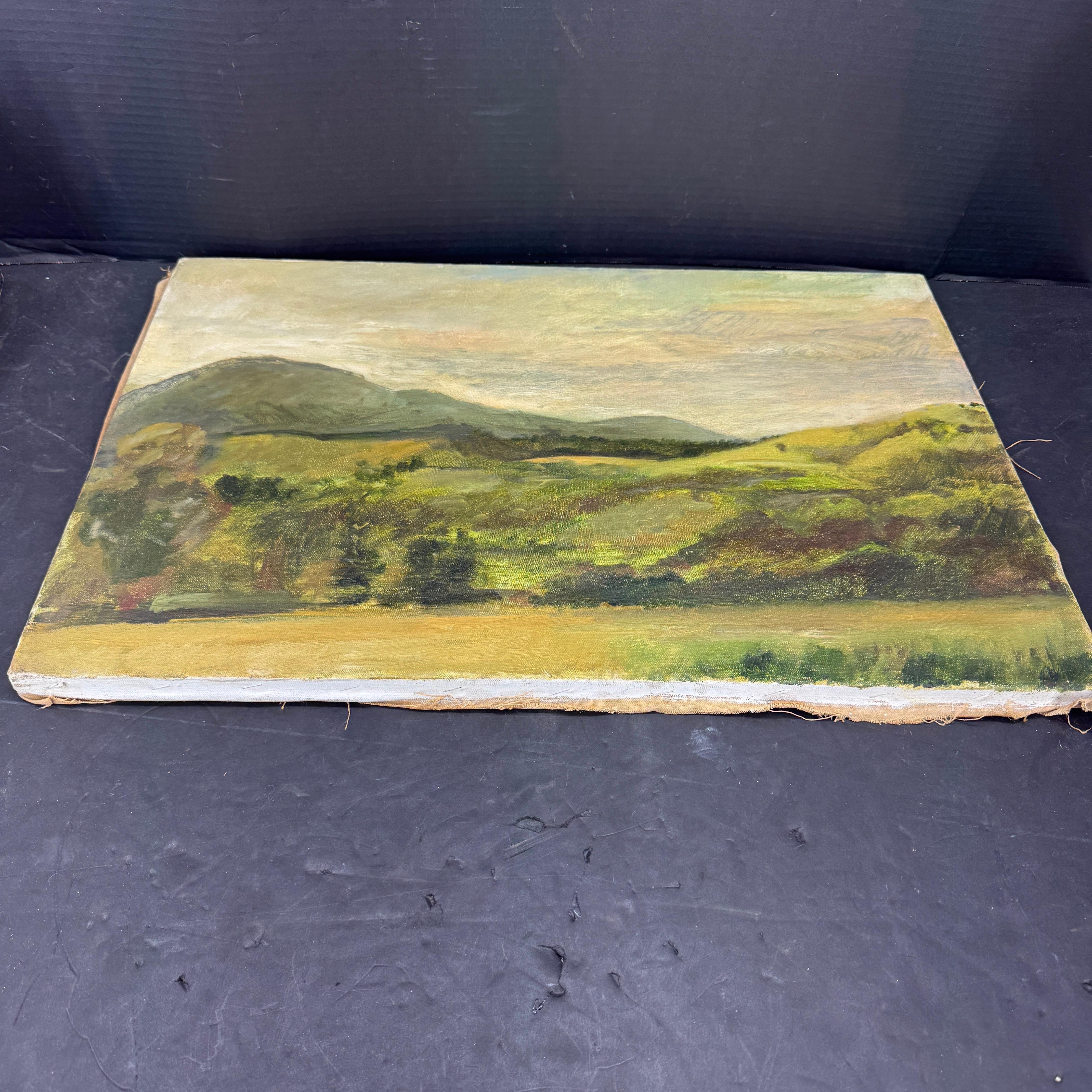 European Early 20th Century French Landscape Oil Painting on Canvas