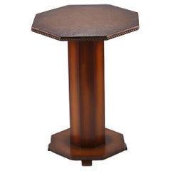 Early 20th Century French Leather Art Deco Side Table