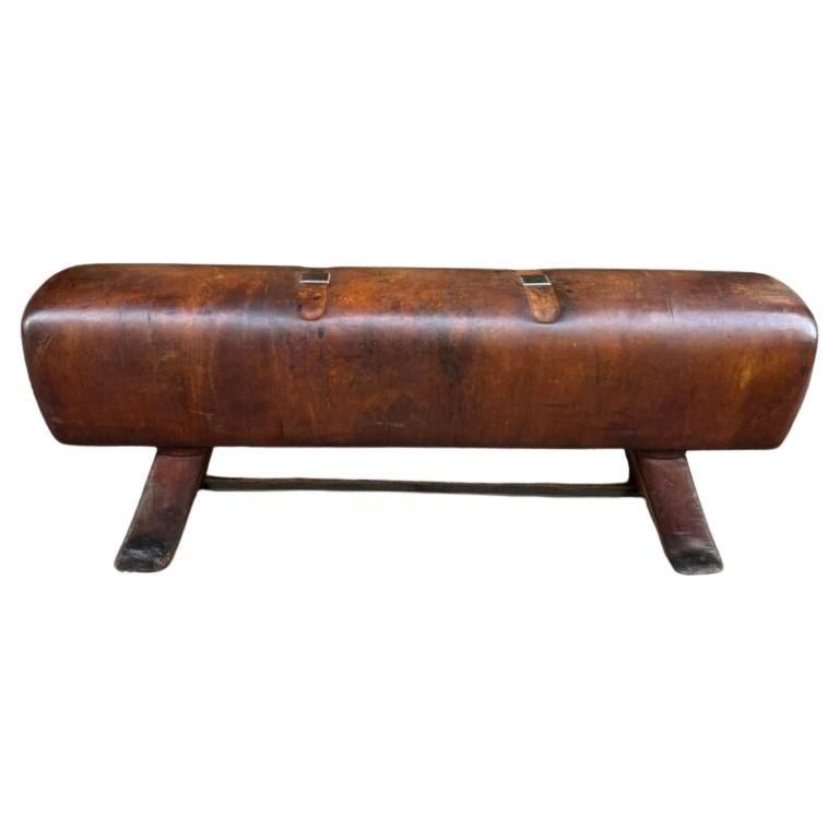 Early 20th Century French Leather Entrée Furnishing/Bench