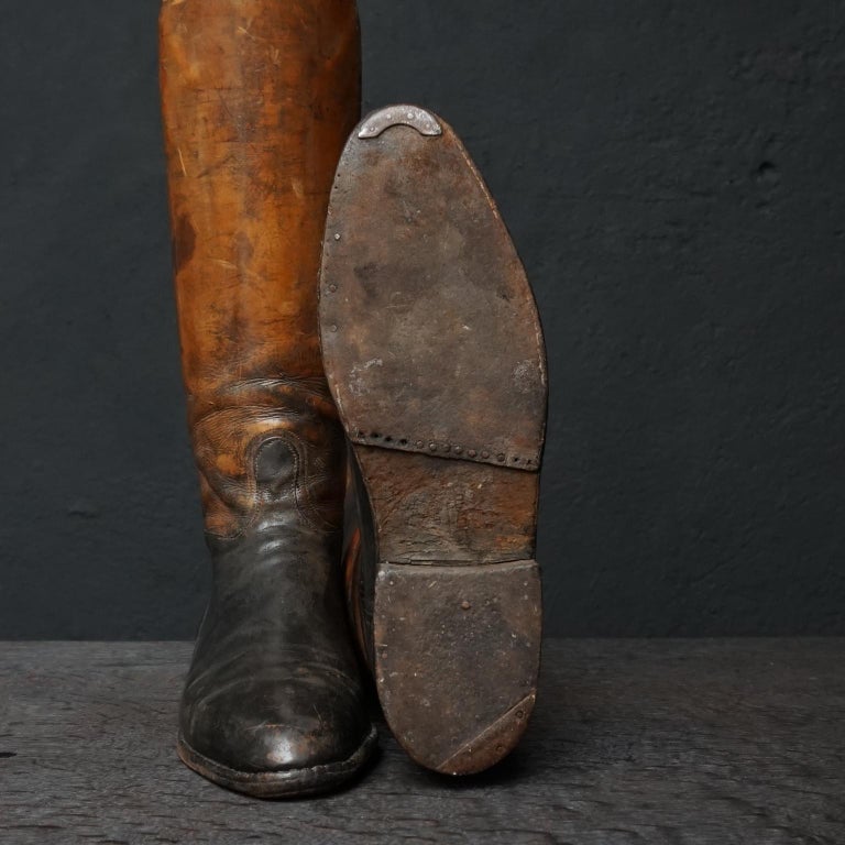 Early 20th Century French Leather Horse Riding Boots with Antique Boot Trees at 1stDibs