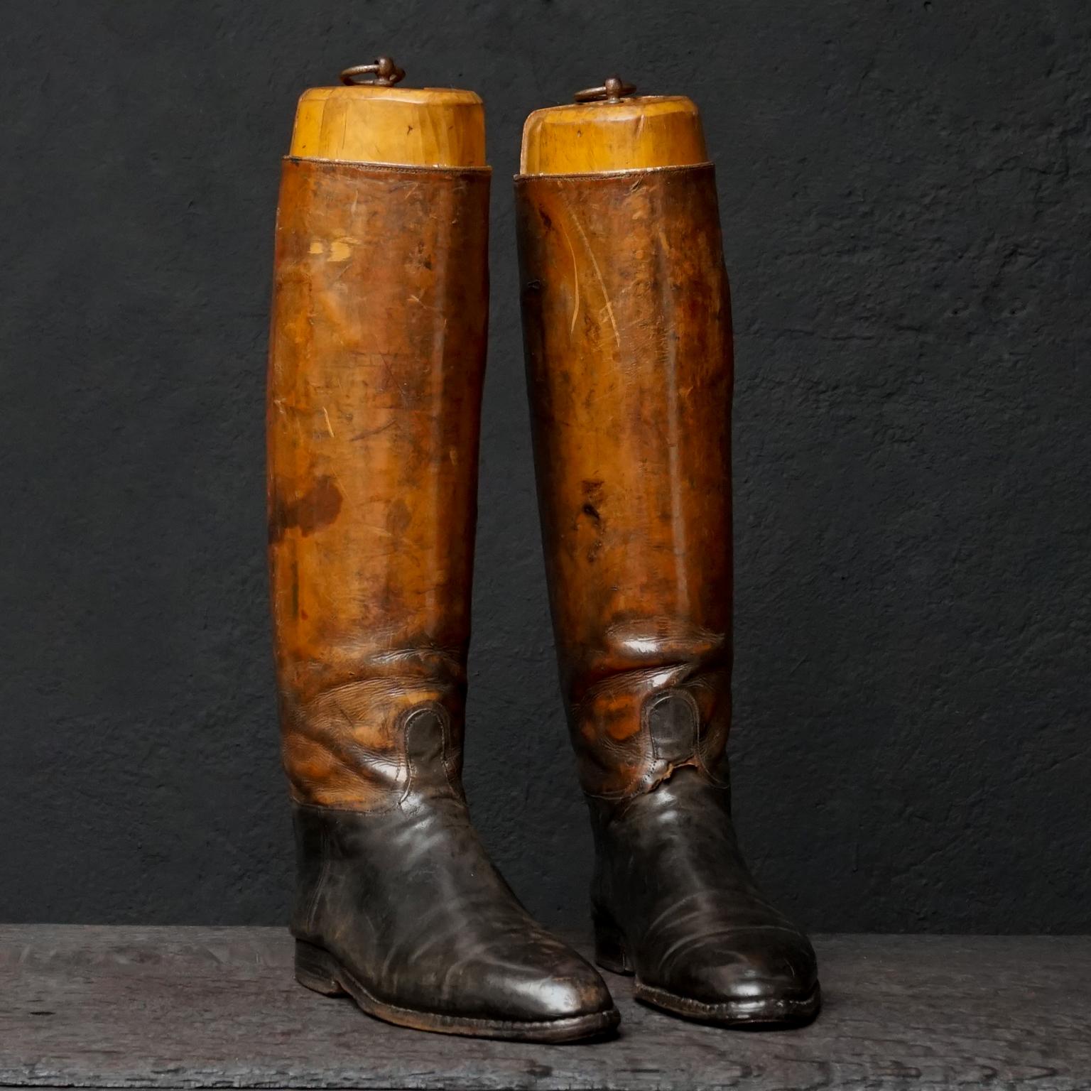 Early 20th Century French Leather Horse Riding Boots with Antique Boot ...