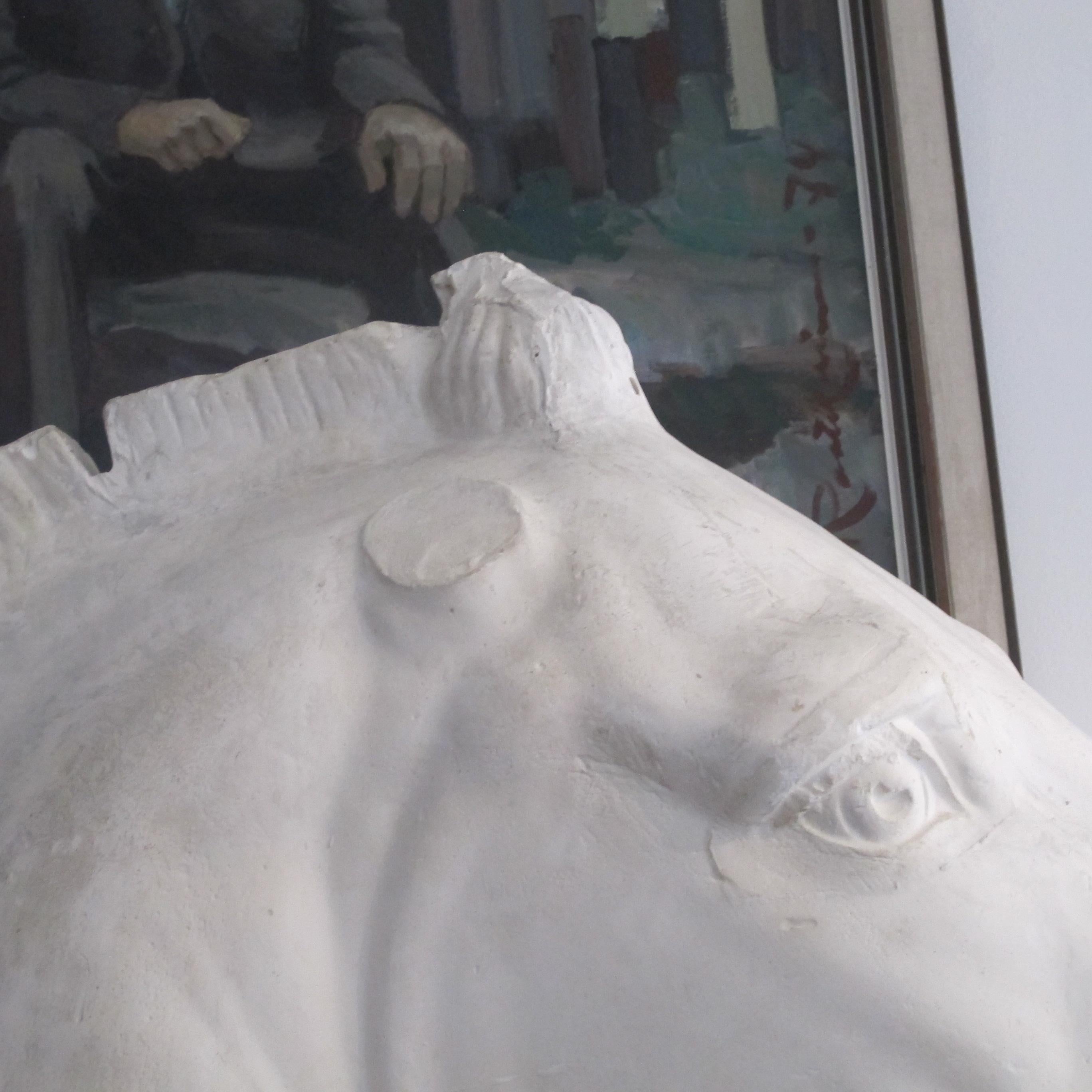 Early 20th Century French Life-Size Plaster Horse Head Inspired by The Parthenon 5