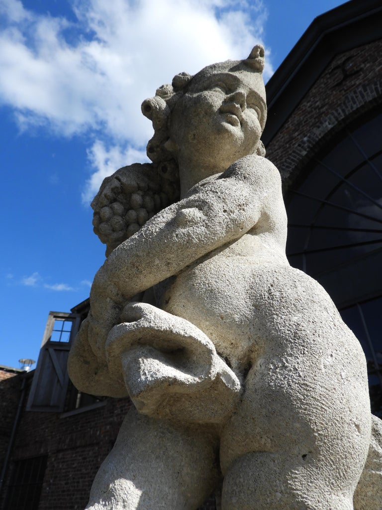 Early 20th Century French Limestone Statue and Pedestal For Sale at 1stDibs