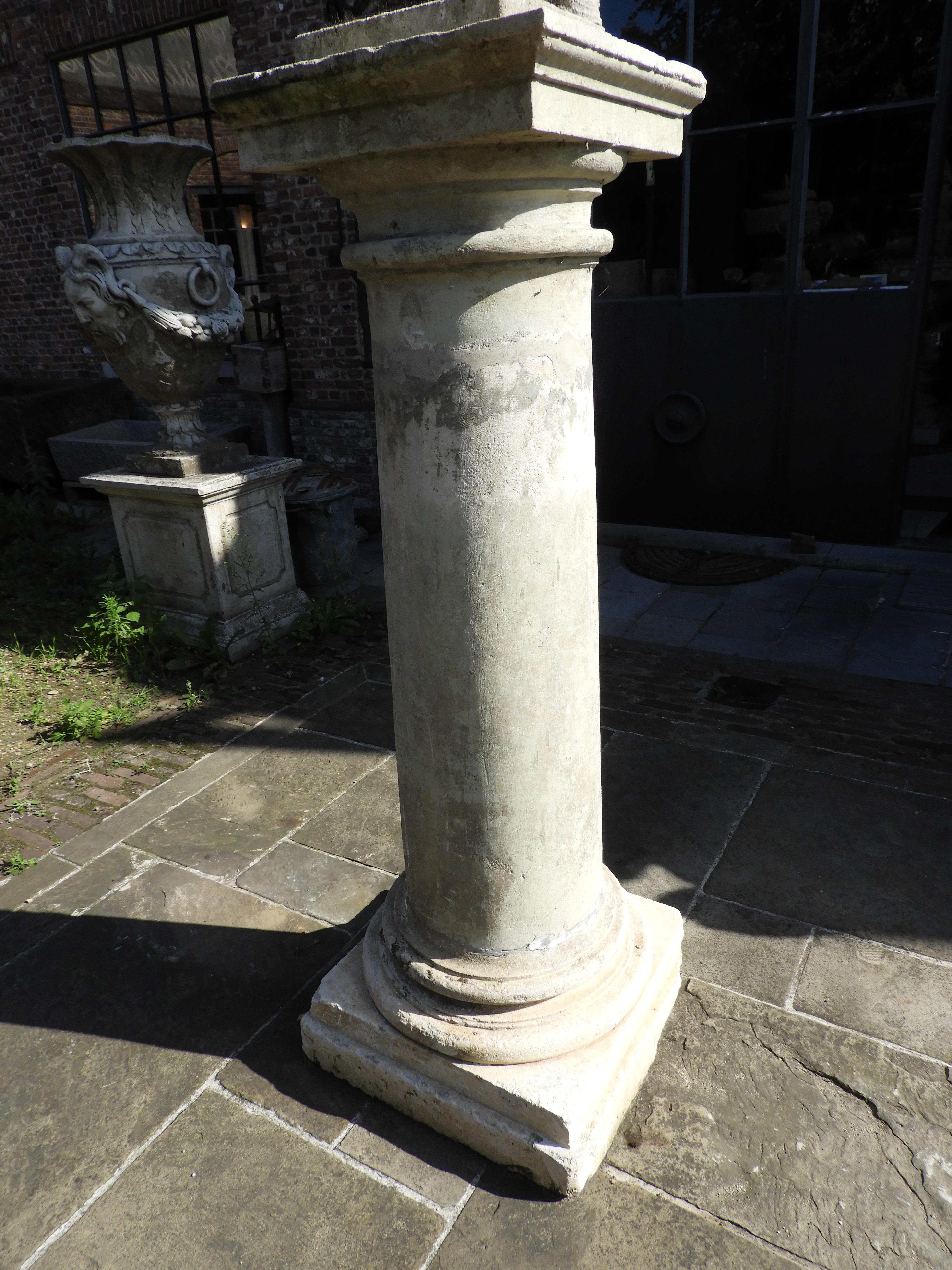 Early 20th Century French Limestone Statue and Pedestal For Sale 3