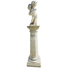 Early 20th Century French Limestone Statue and Pedestal