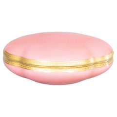 Boîte à bijoux française du début du 20e siècle en porcelaine rose dorée de Limoges