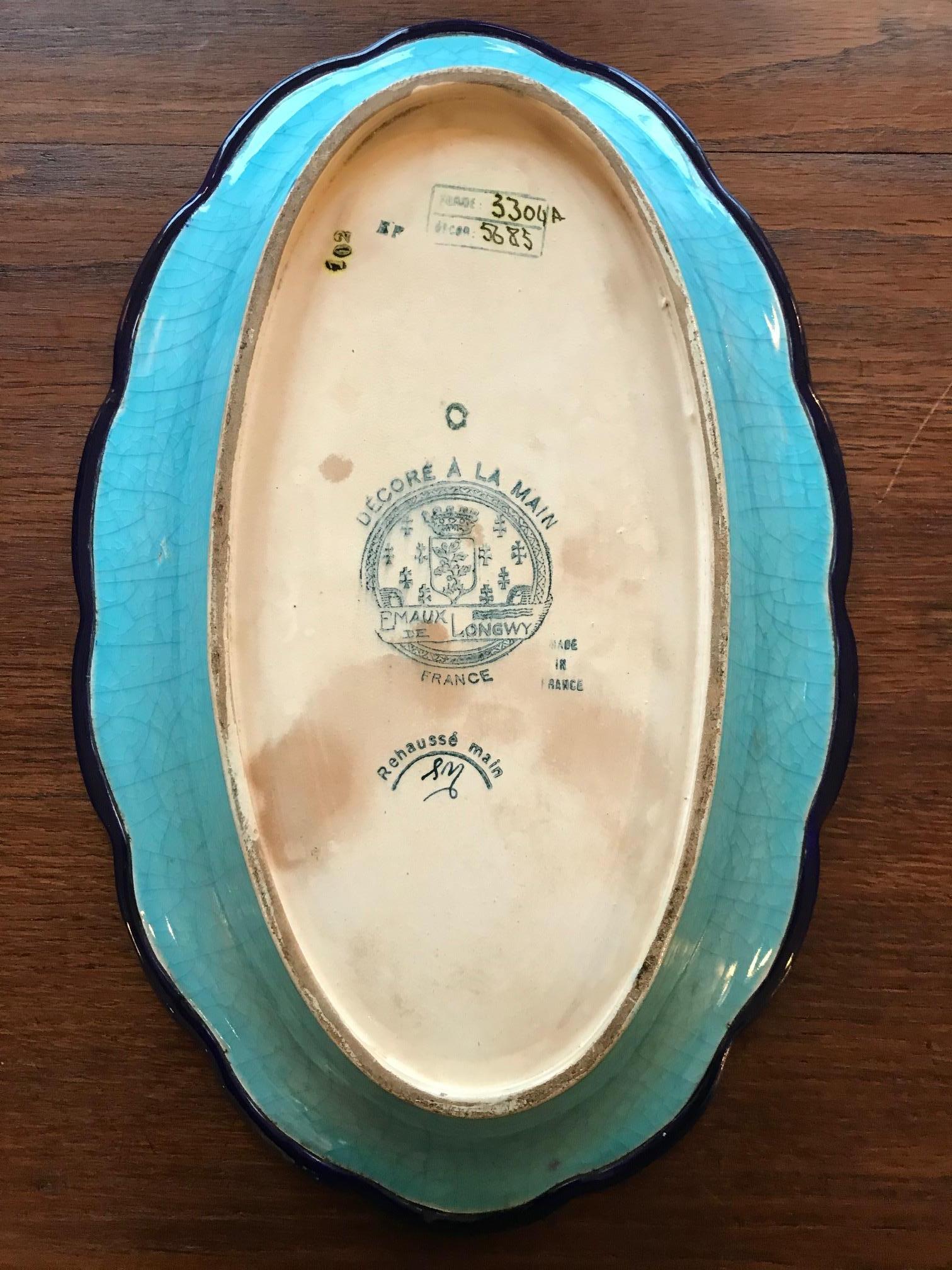 Early 20th Century French Longwy Faience Serving Platter 1