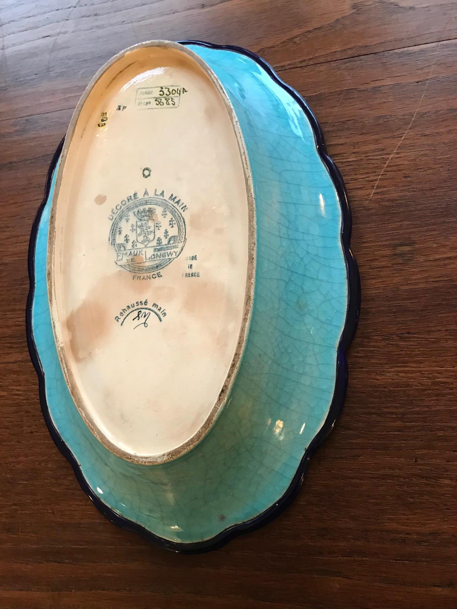 Early 20th Century French Longwy Faience Serving Platter 4