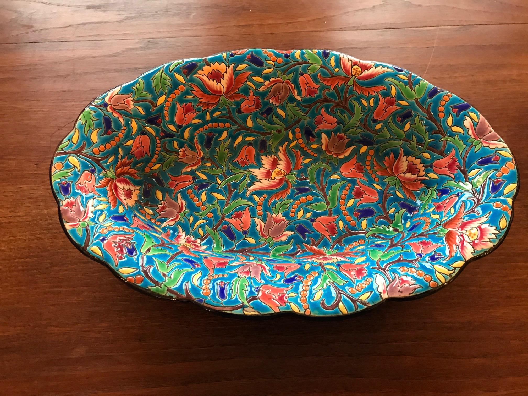 Early 20th Century French Longwy Faience Serving Platter 5