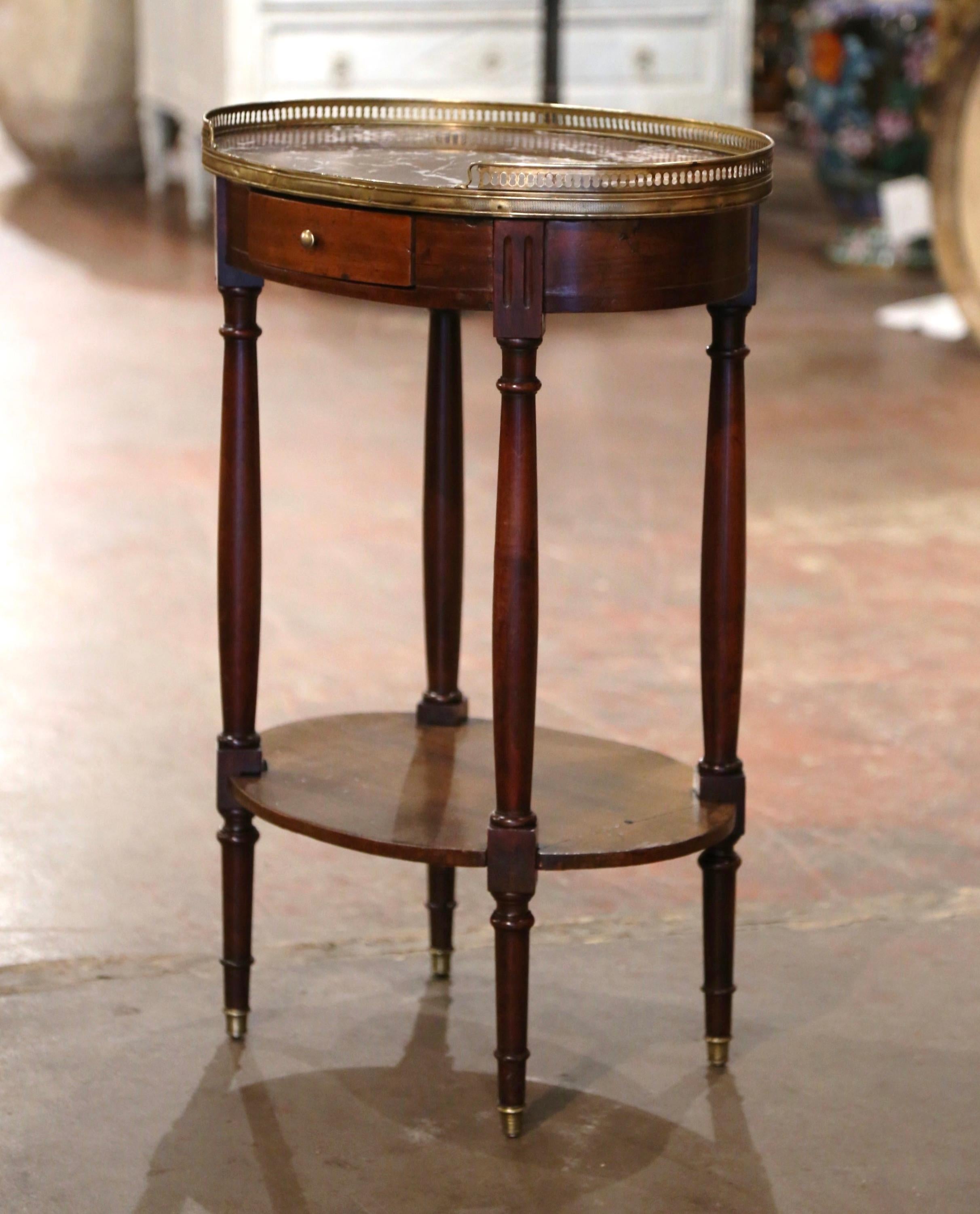 Early 20th Century French Louis Philippe Marble Top Walnut Two-Tier Side Table 6