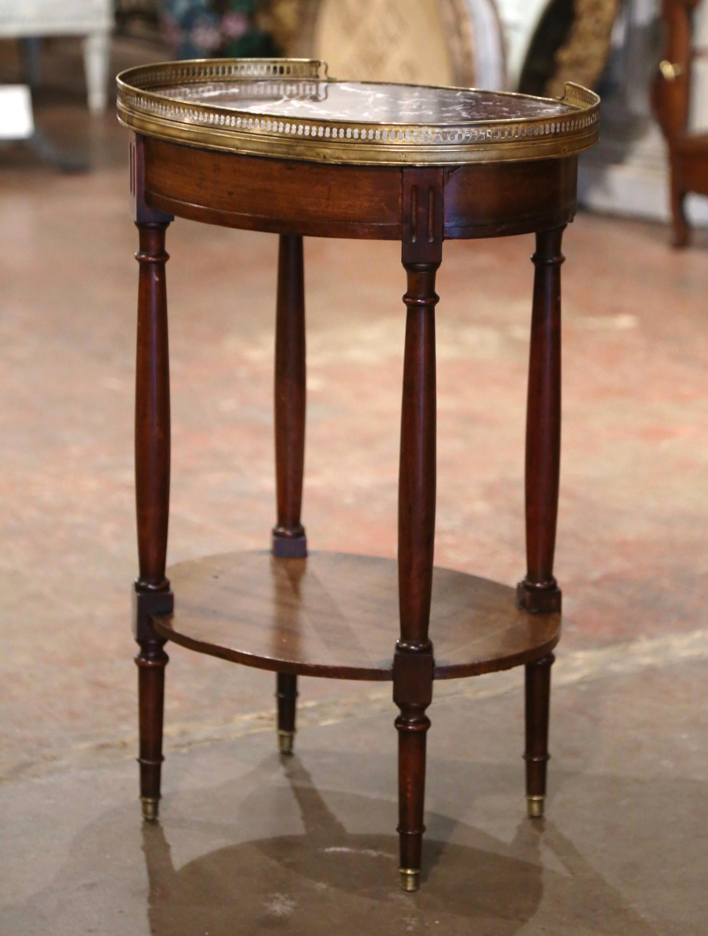 Early 20th Century French Louis Philippe Marble Top Walnut Two-Tier Side Table 7