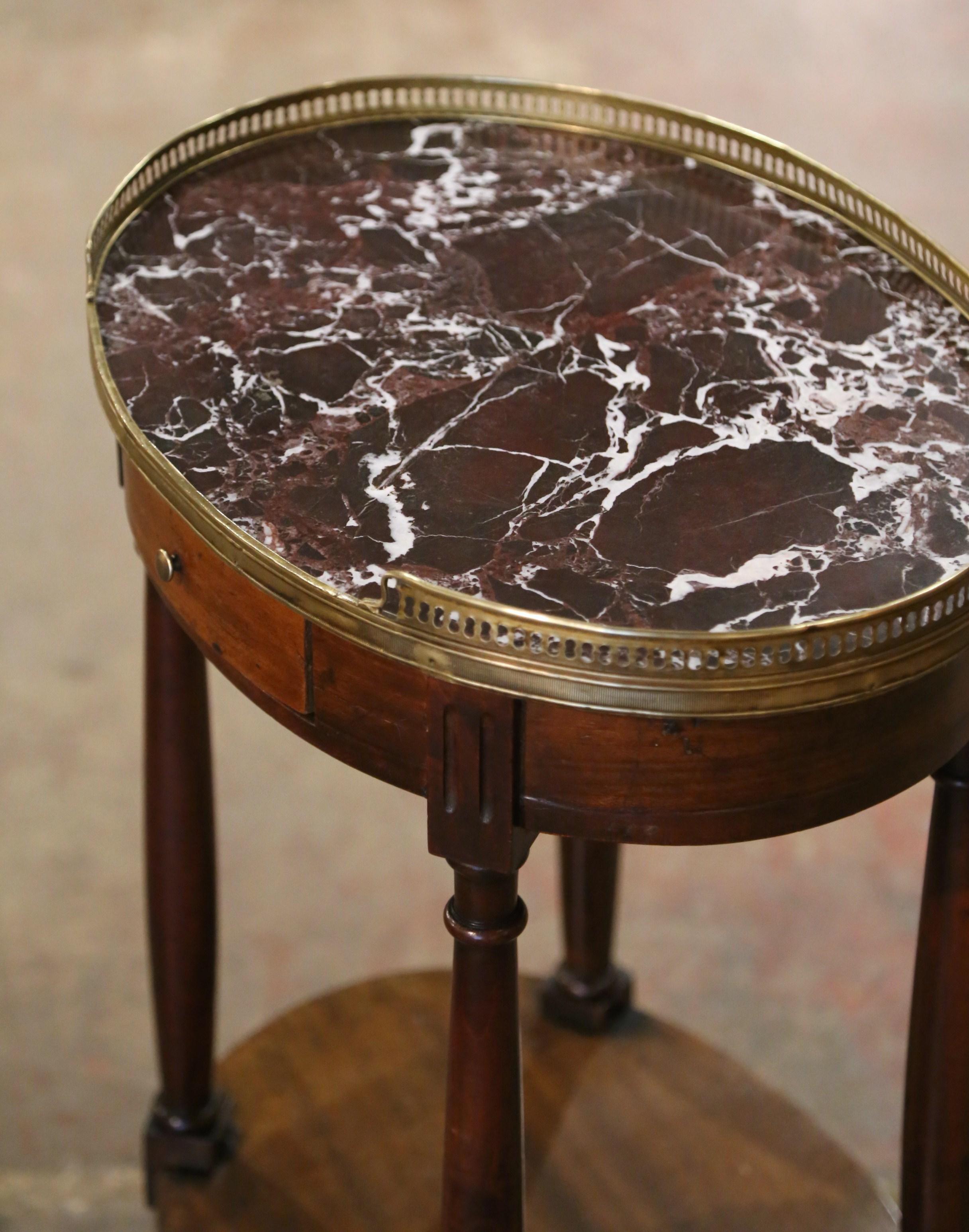 Early 20th Century French Louis Philippe Marble Top Walnut Two-Tier Side Table 2