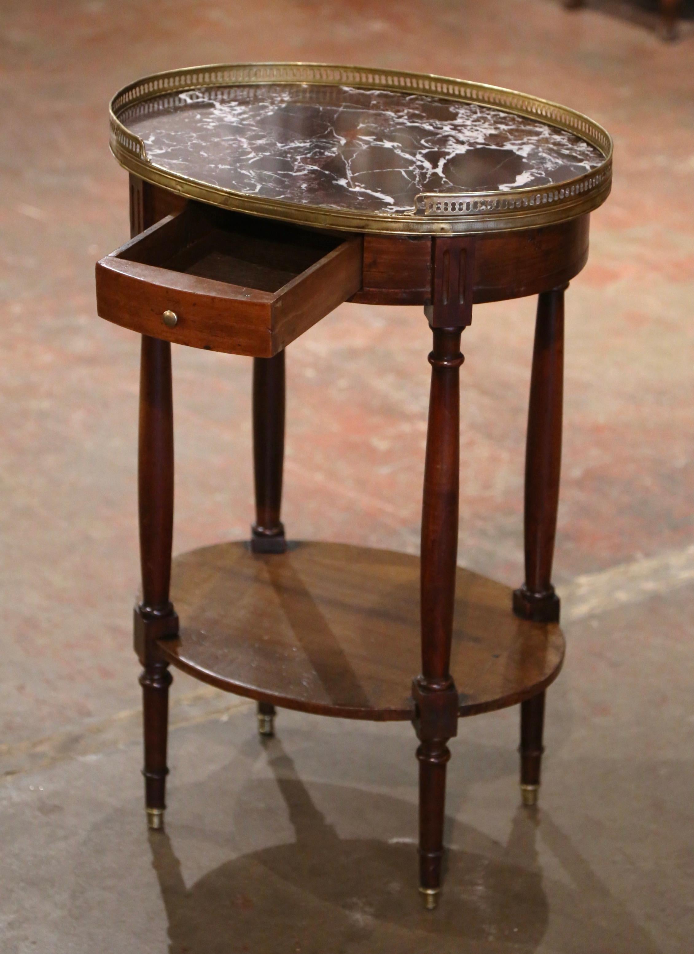 Early 20th Century French Louis Philippe Marble Top Walnut Two-Tier Side Table 3