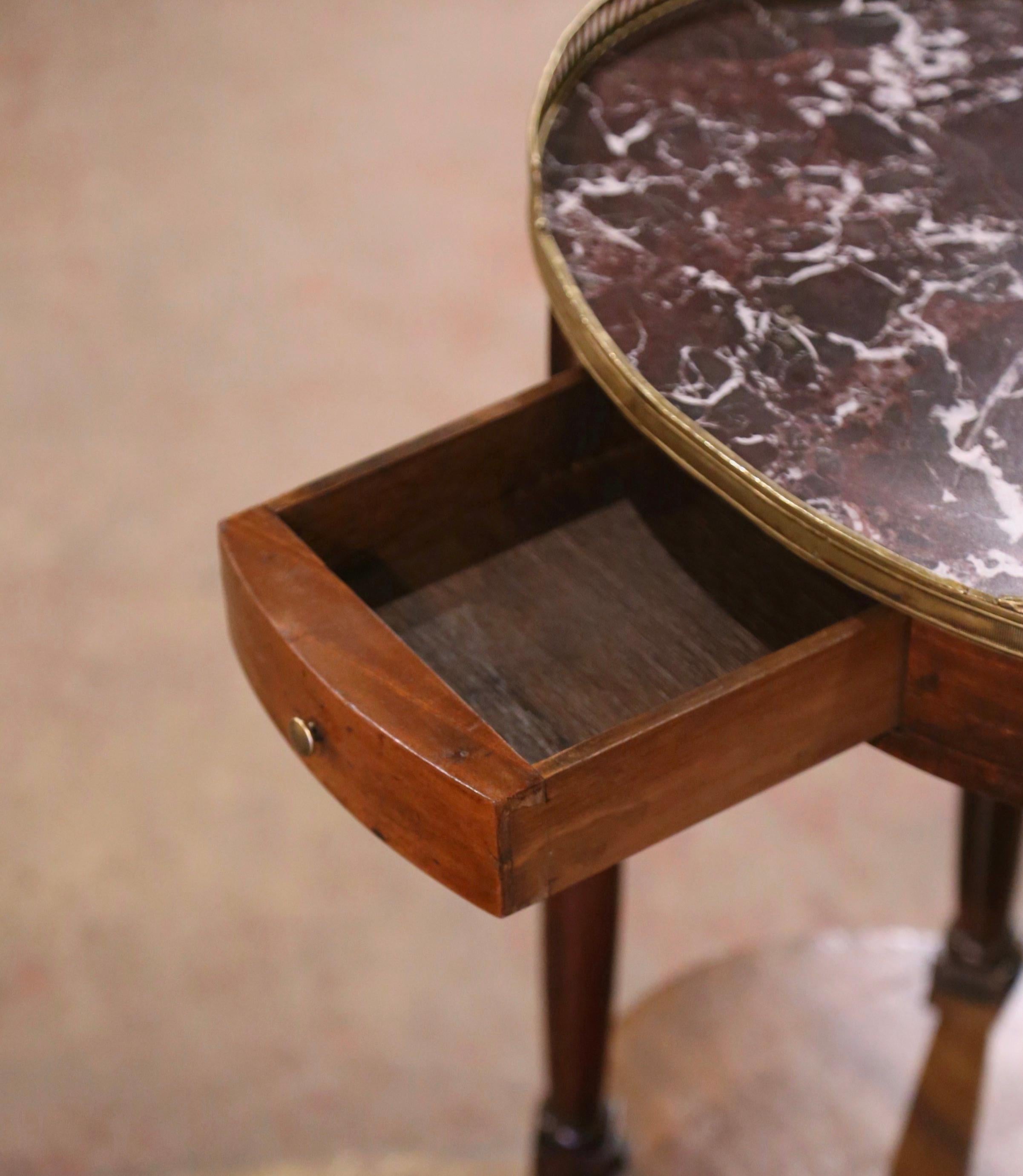 Early 20th Century French Louis Philippe Marble Top Walnut Two-Tier Side Table 4