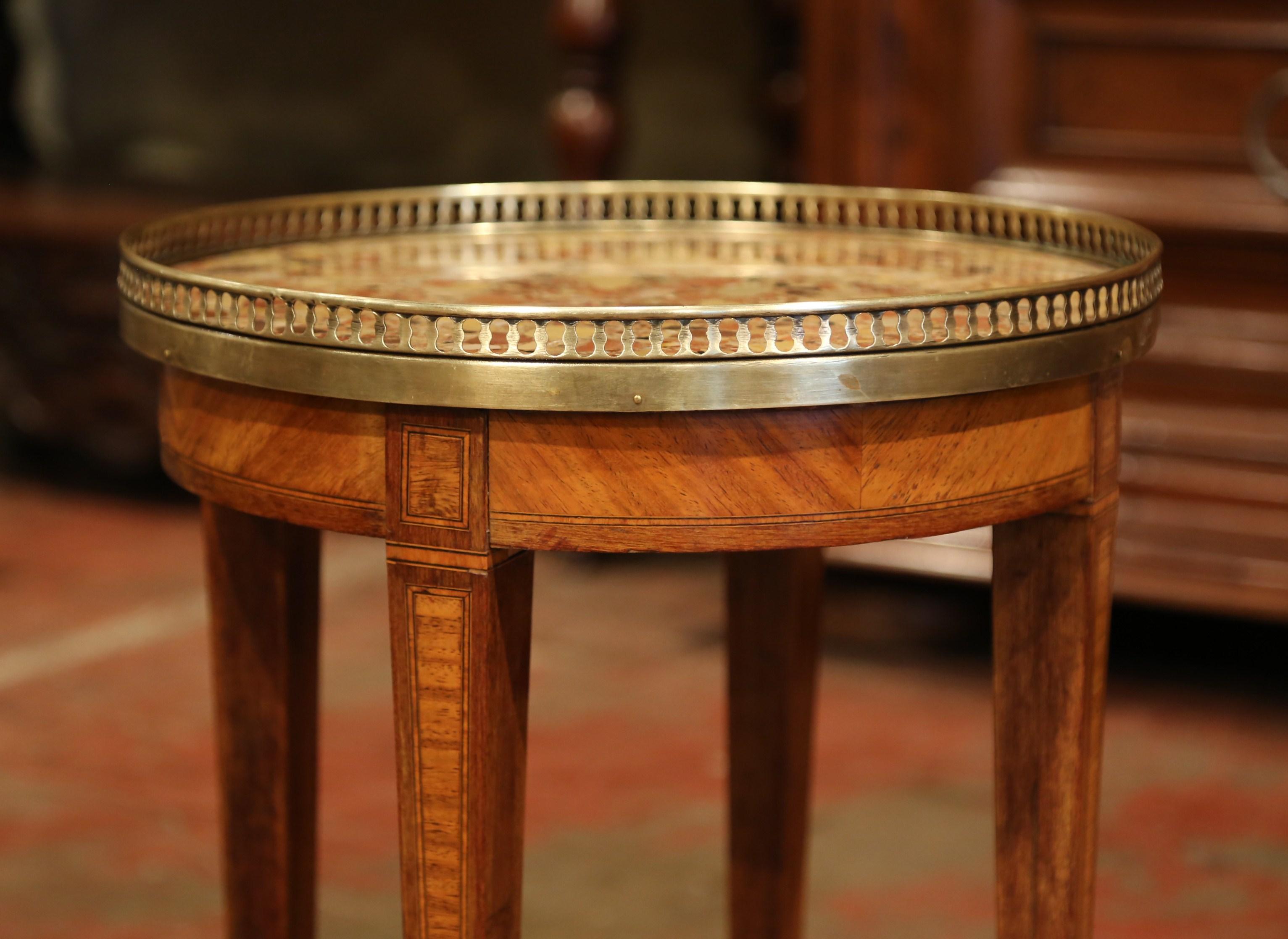 Early 20th Century French Louis Philippe Walnut and Marble Round Martini Table In Excellent Condition In Dallas, TX
