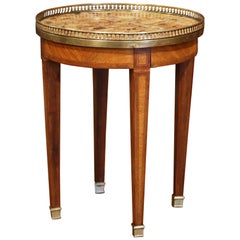 Antique Early 20th Century French Louis Philippe Walnut and Marble Round Martini Table