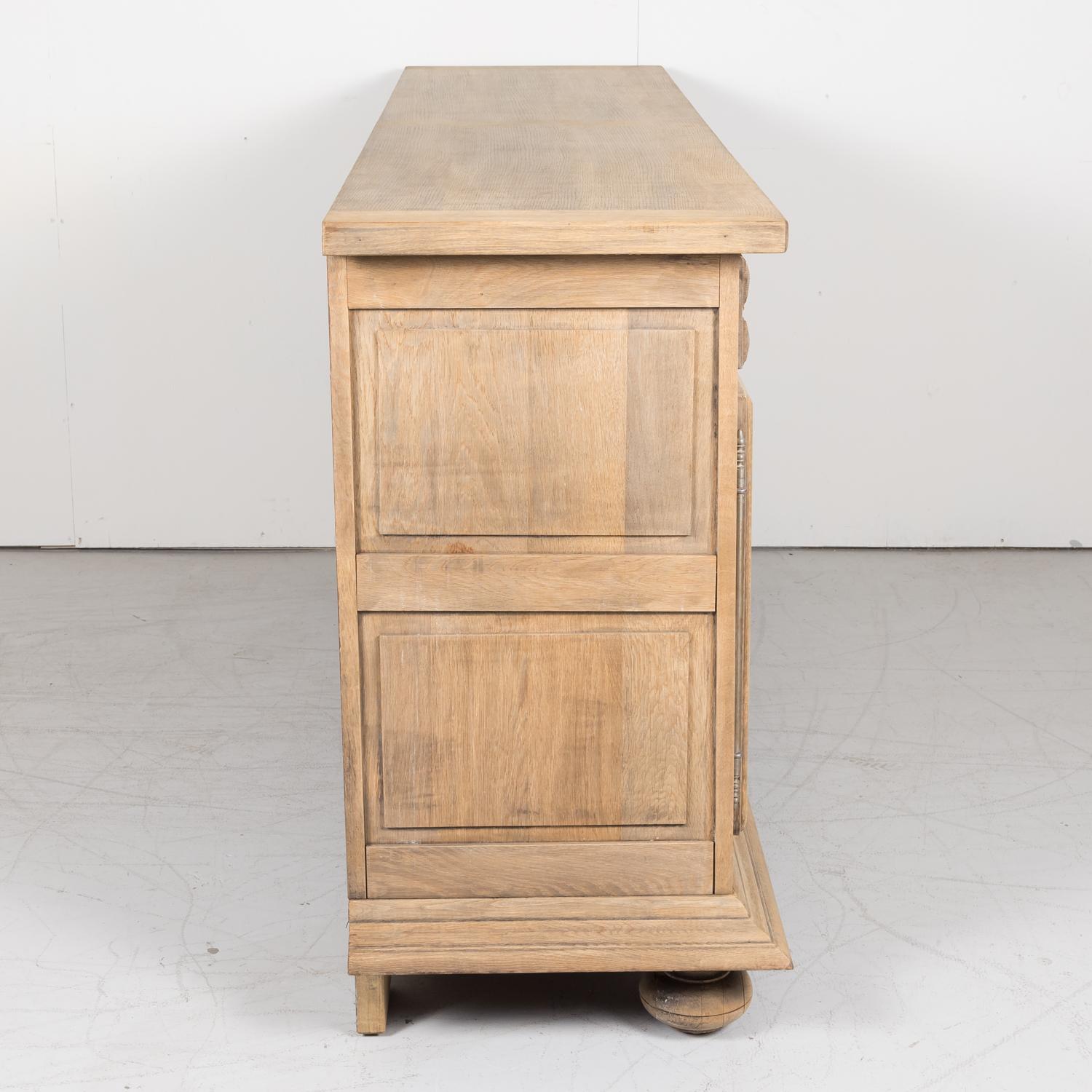 Early 20th Century French Louis XIII Bleached Oak Enfilade Buffet 12
