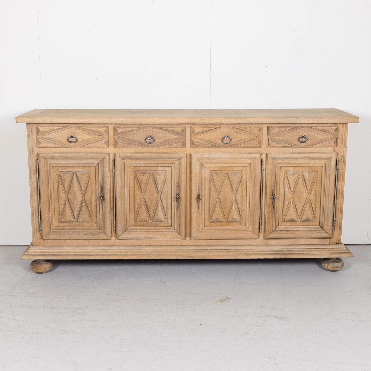 Early 20th Century French Louis XIII Bleached Oak Enfilade Buffet 1