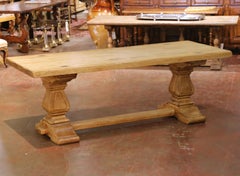 Early 20th Century French Louis XIII Bleached Oak Trestle Refectory Dining Table